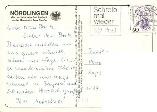 AK / Ansichtskarte  Noerdlingen Fliegeraufnahme