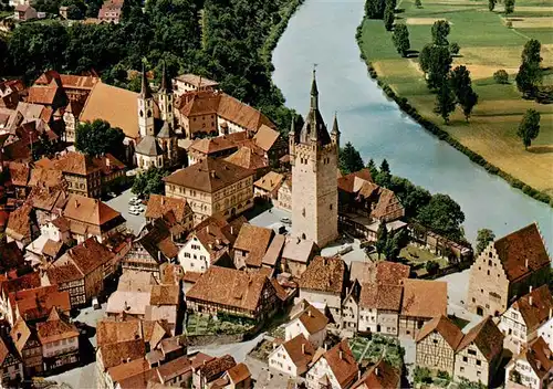 AK / Ansichtskarte  Bad_Wimpfen_Neckar Fliegeraufnahme mit Blauem Turm Steinhaus und ev Stadtkirche