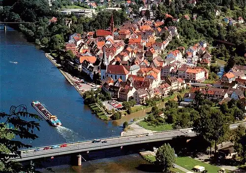 AK / Ansichtskarte  Neckargemuend Altstadtkern Neckar mit Elzenzmuendung Fliegeraufnahme