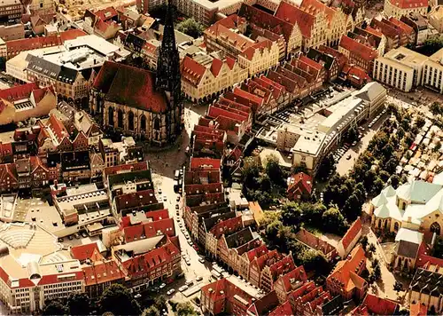 AK / Ansichtskarte  MueNSTER___Westfalen Fliegeraufnahme mit Dom Lambertikirche und Prinzipalmarkt