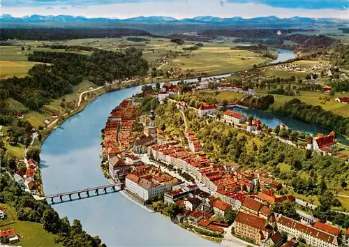 AK / Ansichtskarte  Burghausen__Salzach_Oberbayern Fliegeraufnahme 