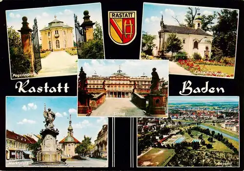 AK / Ansichtskarte 73955979 Rastatt Pagodenburg Schloss Einsiedler Kapelle Marktplatz Fliegeraufnahme