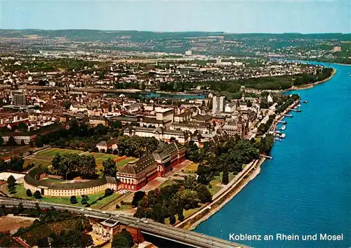 AK / Ansichtskarte 73955983 KOBLENZ__Rhein Fliegeraufnahme mit Rhein und Mosel