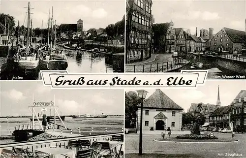 AK / Ansichtskarte  Stade__Niederelbe Hafen Am Wasser West Partie an der Elbe Anleger Zeughaus