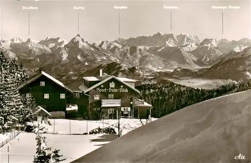 AK / Ansichtskarte  Nesselwang_Allgaeu_Bayern Sportheim Boeck am Edelsberg Allgaeuer Alpen Winterpanorama