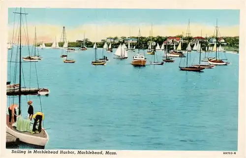 AK / Ansichtskarte  Marblehead_Massachusetts_USA Sailing in Marblehead Harbor