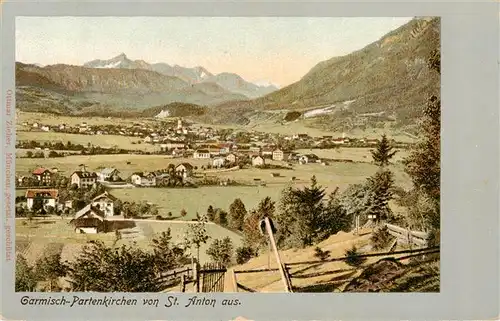 AK / Ansichtskarte  GARMISCH-PARTENKIRCHEN Panorama Blick von St. Anton aus