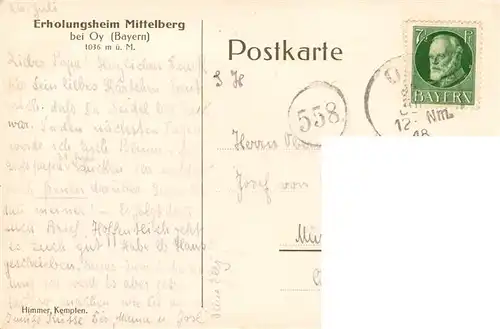 AK / Ansichtskarte  Mittelberg_Oy_Allgaeu Erholungsheim