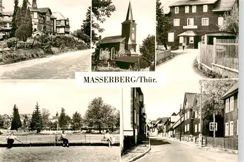 AK / Ansichtskarte 73956148 Masserberg Hotel Kurhaus Kirche FDGB Erholungsheim Schoene Aussicht Kurpark Ernst-Thaelmann-Strasse