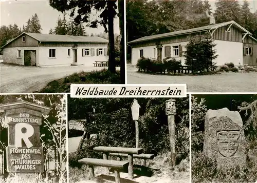 AK / Ansichtskarte  Dreiherrnstein_Schmiedefeld_Rennsteig_Thueringen Waldbaude Gedenkstein Rastplatz