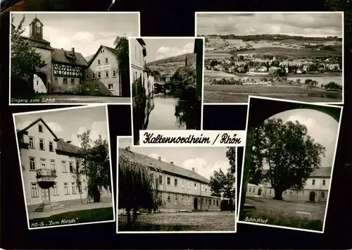 AK / Ansichtskarte  Kaltennordheim Eingang zum Schloss HO-Gaststaette Zum Hirsch Schlosshof Panorama