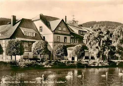 AK / Ansichtskarte  Ilsenburg_Harz HO-Hotel Zu den roten Forellen Schwaene