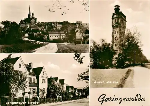 AK / Ansichtskarte  Geringswalde Ortsansicht mit Kirche Langenauer Strasse Aussichtsturm