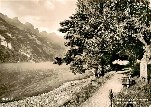AK / Ansichtskarte  Murg_Quarten_Walensee_SG Uferpromenade Blick gegen Churfirsten