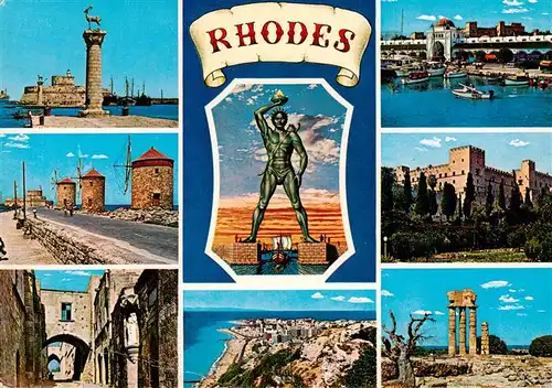 AK / Ansichtskarte 73956231 Rhodos_Rhodes_Greece Teilansichten Hafen Windmuehlen Ruinen