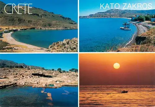 AK / Ansichtskarte 73956236 Kato_Zakros_Greece Kuestenpanorama Strand Sonnenuntergang
