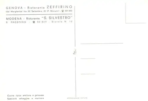 AK / Ansichtskarte  GENOVA_Genua_Liguria_IT Ristorante Zeffirino Gastraeume