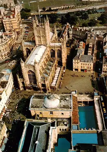 AK / Ansichtskarte  Bath__UK Aerial view of the Roman Baths Pump Room and Abbey