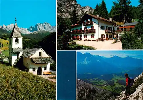 AK / Ansichtskarte  Tiers_Tires_Rosengarten_Trento_IT Kirche Gasthof Bergheim Geiger Panorama