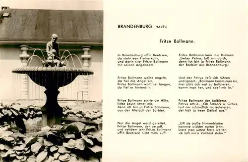 AK / Ansichtskarte  Brandenburg__Havel Fritze Bollmann Gedicht Brunnen