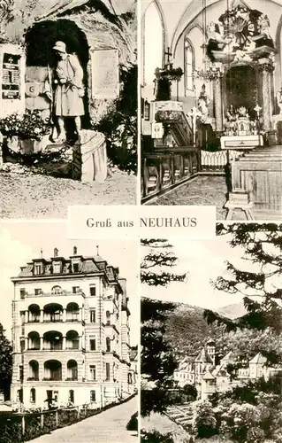 AK / Ansichtskarte  Neuhaus_Niederoesterreich_Weissenbach_Triesting_AT Hotel Ansicht vom Waldrand aus Denkmal Kirche Innenansicht