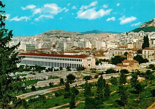 AK / Ansichtskarte  Athen_Athenes_Greece Saeulenhalle von Attalos und der Lykabettus