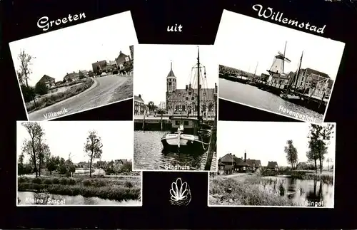 AK / Ansichtskarte 73956501 Willemstad_NL Villawijk Kleine Singel Stadhuis Haven