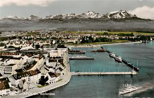 AK / Ansichtskarte  Friedrichshafen_Bodensee Blick zum Hafen Alpenkette