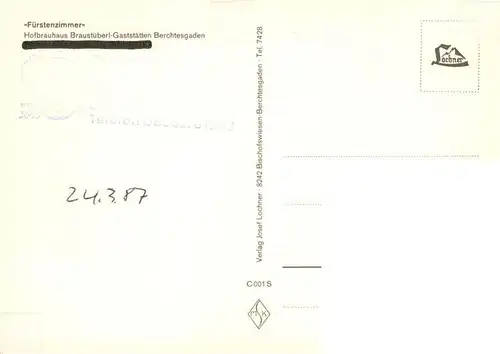 AK / Ansichtskarte  BERCHTESGADEN Hofbraeuhaus Braustueberl Gaststaetten Fuerstenzimmer
