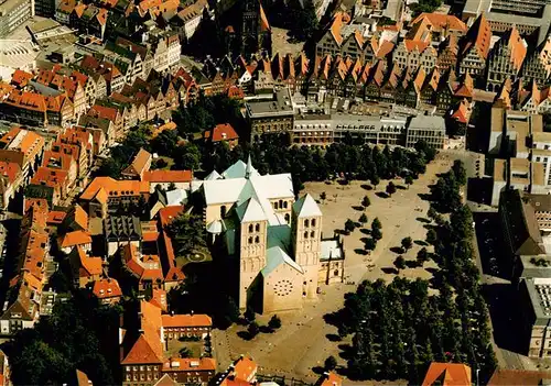 AK / Ansichtskarte  MueNSTER___Westfalen Paulus Dom Domplatz und Prinzipalmarkt Fliegeraufnahme