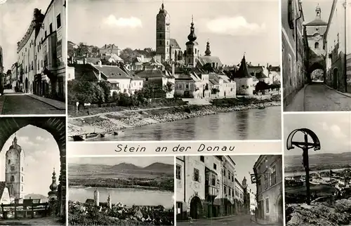 AK / Ansichtskarte 73956707 Stein_Donau_AT Teilansichten Blick zur Kirche Altstadt Kreuz