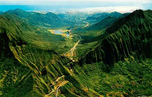 AK / Ansichtskarte 73956734 Nuuanu_Pali_Hawaii_Island_USA Aerial view of Nuuanu Valley and Nuuanu Pali