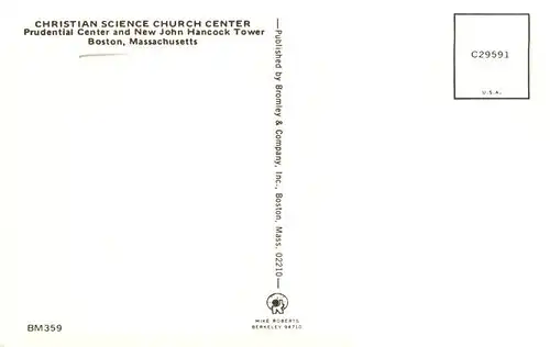 AK / Ansichtskarte  Boston__Massachusetts_USA Christian Science Church Center Prudential Center New John Hancock Tower aerial view