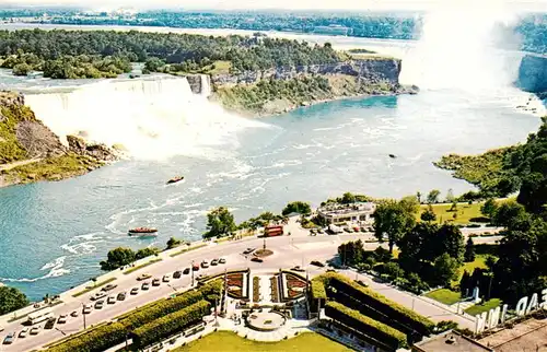 AK / Ansichtskarte 73956749 Ontario__Canada Niagara Falls Oakes Garden Theatre American and Canadian Horseshoe Falls aerial view