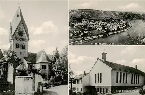 AK / Ansichtskarte  Winningen_Mosel Panorama Kirche Gemeindehaus