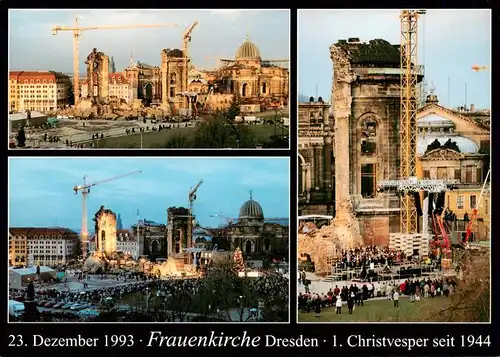 AK / Ansichtskarte  DRESDEN_Elbe Frauenkirche im Dez 1993 Erste Christvesper seit 1944