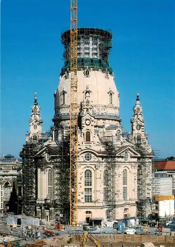 AK / Ansichtskarte  DRESDEN_Elbe Frauenirche 1945 zerstoert Wiederaufbau ab 1992 Baustand Oktober 2003