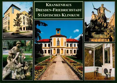 AK / Ansichtskarte  Friedrichstadt_Dresden Krankenhaus Staedt Klinikum Klinikgebaeude Neptunbrunnen Kueferbrunnen Marolini Palais Chines Zimer