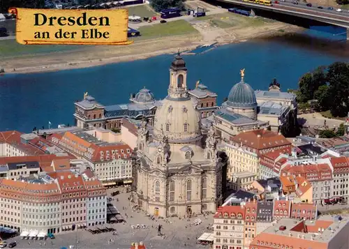 AK / Ansichtskarte  DRESDEN_Elbe Fliegeraufnahme mit Frauenkirche