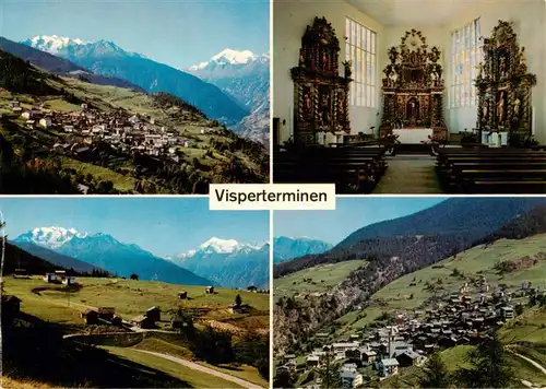 AK / Ansichtskarte  Visperterminen_VS Panorama Kirche Inneres Altaere Fliegeraufnahmen