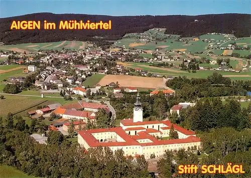 AK / Ansichtskarte  Aigen_Muehlkreis_Oberoesterreich_AT Fliegeraufnahme mit Stift Schlaegl