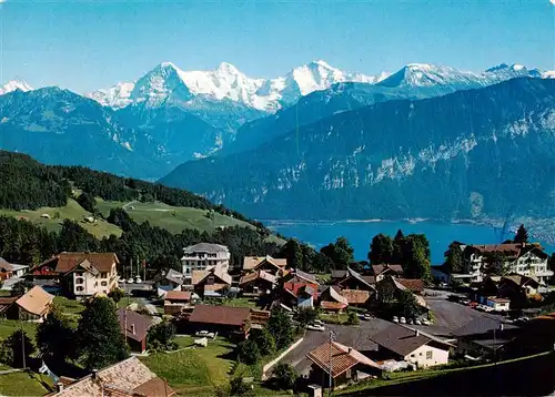 AK / Ansichtskarte  Beatenberg_Thunersee_BE Fliegeraufnahme mit Scheckhorn Finsteraarhorn Eiger Moench Jungfrau