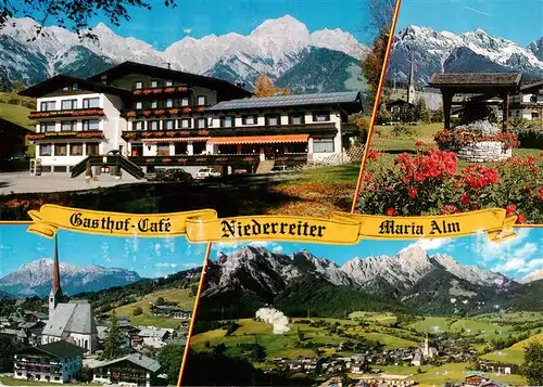 AK / Ansichtskarte  Maria_Alm_Steinernen_Meer_AT Gasthof Cafe Niederreiter Brunnen Kirche Panorama