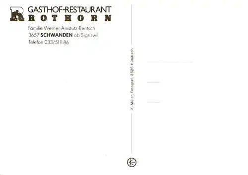AK / Ansichtskarte  Schwanden_Sigriswil Gasthof Restaurant Rothorn Gaestezimmer