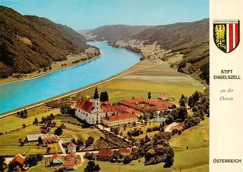 AK / Ansichtskarte  Engelszell_Oberoesterreich Stift Engelszell an der Donau heute Trappistenkloster Fliegeraufnahme