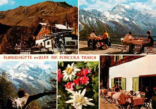 AK / Ansichtskarte  Trafoi_Stilfs_Suedtirol_IT Furkelhuette Terrasse Edelweiss Panorama