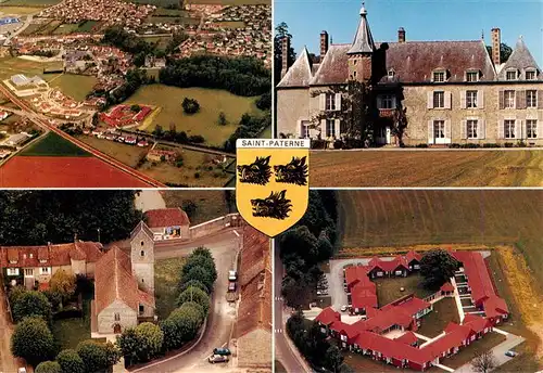 AK / Ansichtskarte  Saint-Paterne_Sarthe Vue generale aerienne Chateau Place de leglise Residence Diane de Courtemanche