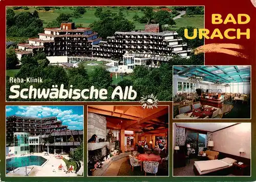 AK / Ansichtskarte 73957202 Bad_Urach Reha-Klinik Schwaebische Alb Swimming Pool Speisesaal Patientenzimmer