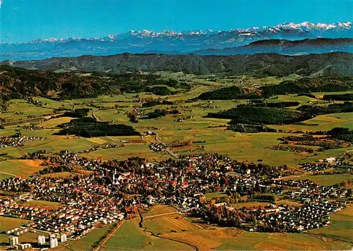 AK / Ansichtskarte  Isny_Allgaeu Stadtbild mit Alpenpanorama