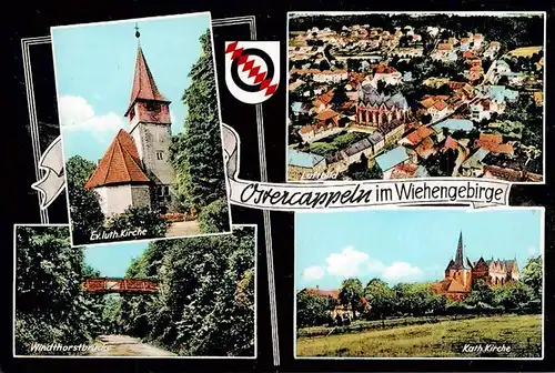 AK / Ansichtskarte  Ostercappeln Kirche Windthorstbruecke Stadtzentrum Luftbild